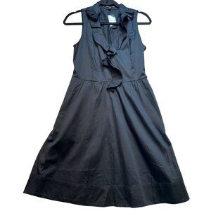 Express Women's Ruffled Neck A Line Dress Sleeveless Lightweight Size 4 Black